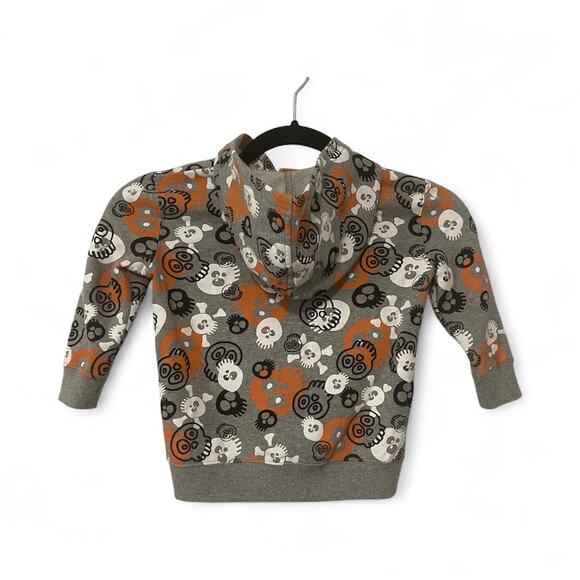 Target Baby Gray Orange Skull Crossbones Hoodie Zipper Jacket Halloween - Picture 2 of 5